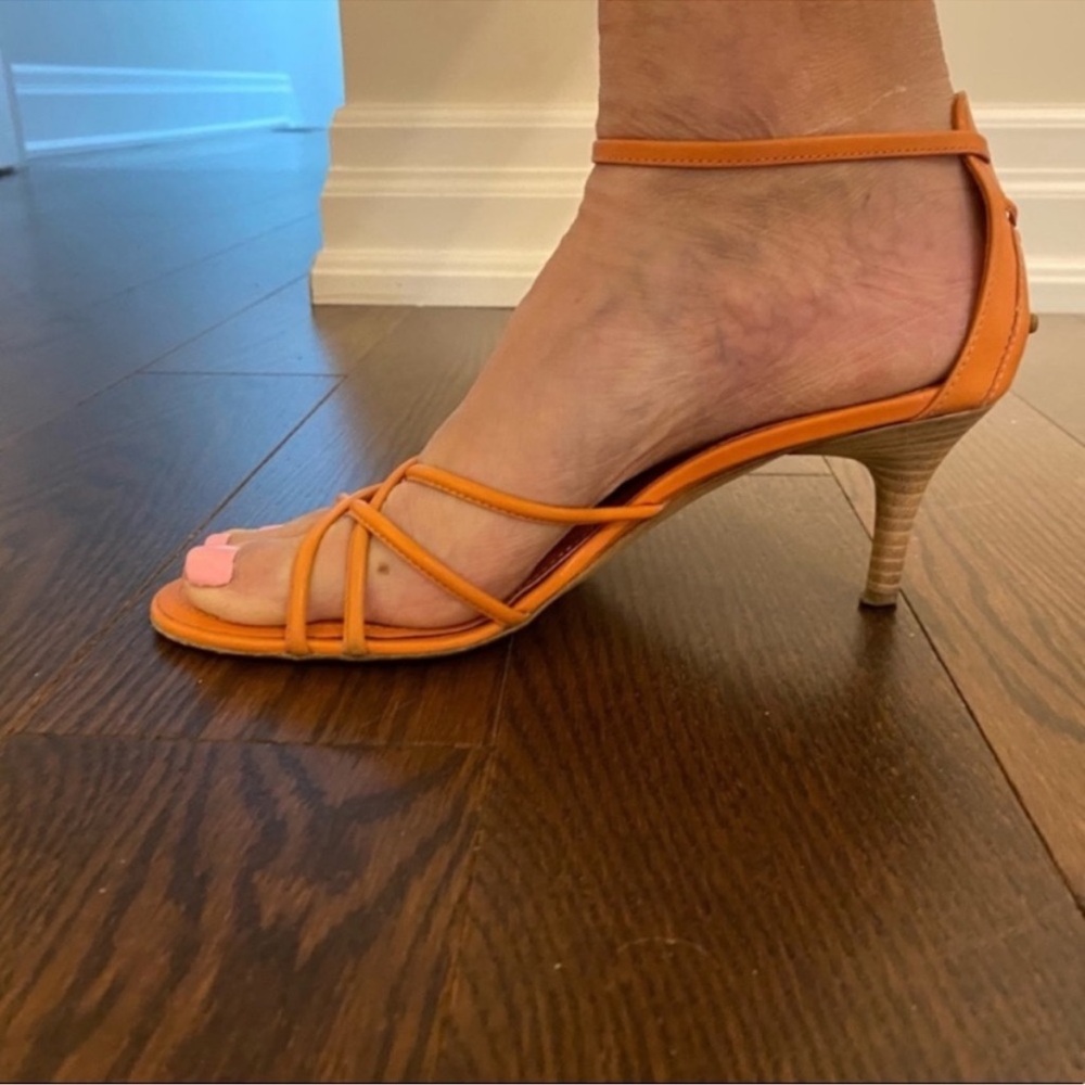 Tod's Orange Strappy Ankle-Wrap Sandals - Picture 5 of 7